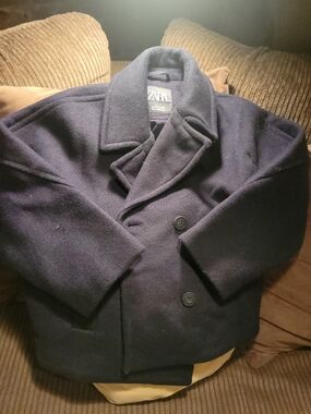 ZARA Kid's Dark Navy Pea Coat
